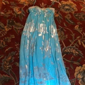 Aidan Mattox blue strapless dress